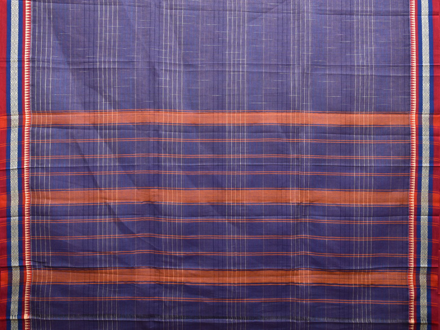 Blue Narayanpet Cotton Handloom Saree with Checks Design No Blouse np0963