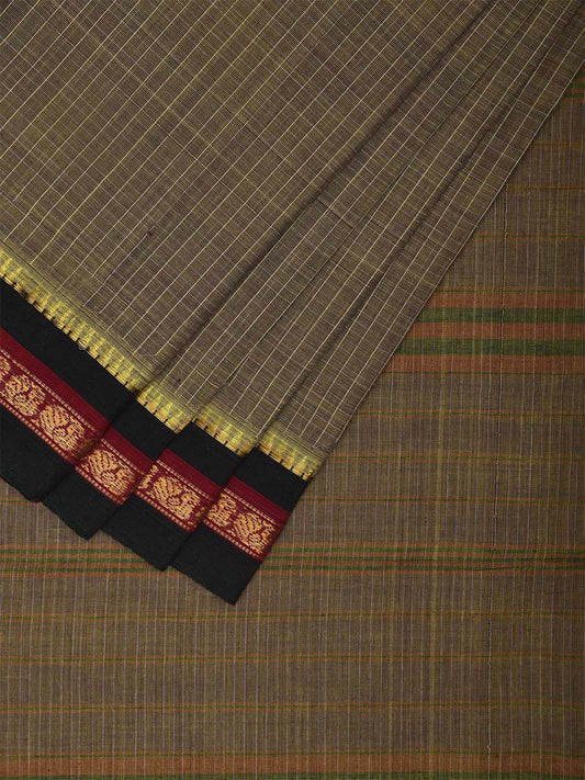 Sea Green Narayanpet Cotton Handloom Saree with Checks Design No Blouse np0973