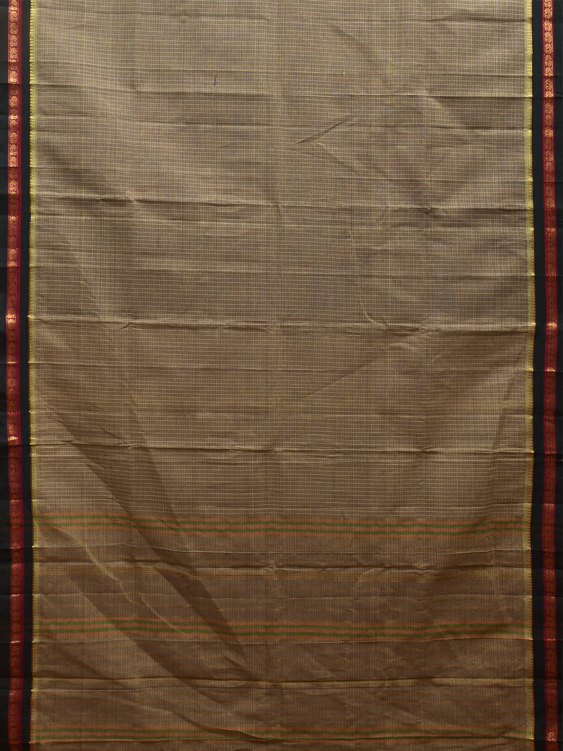 Sea Green Narayanpet Cotton Handloom Saree with Checks Design No Blouse np0973