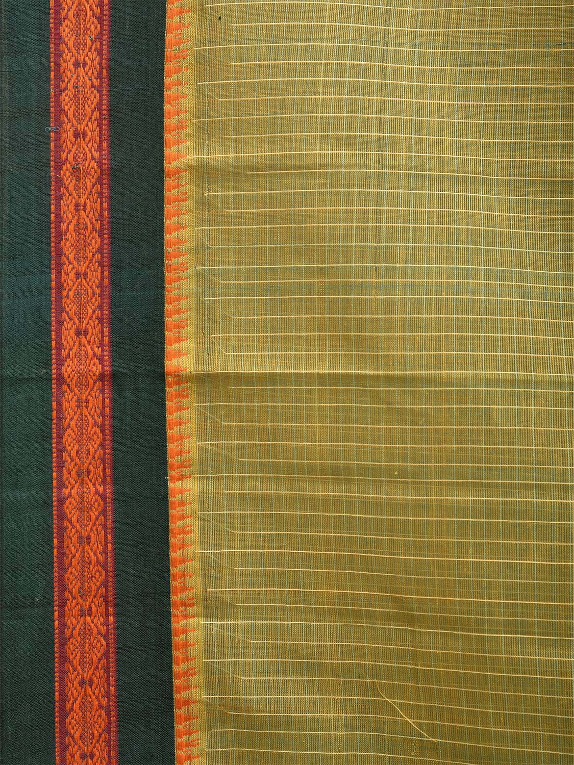 Green Narayanpet Cotton Handloom Saree with Checks Design No Blouse np0974