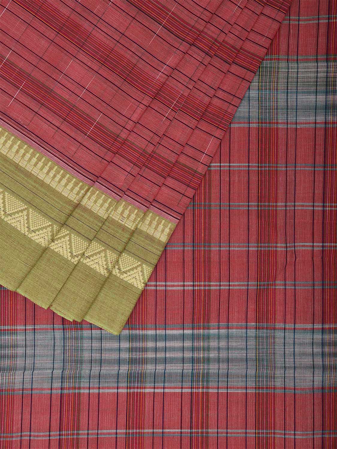Peach Narayanpet Cotton Handloom Saree with Ganga-Jamuna Border Design No Blouse np0977