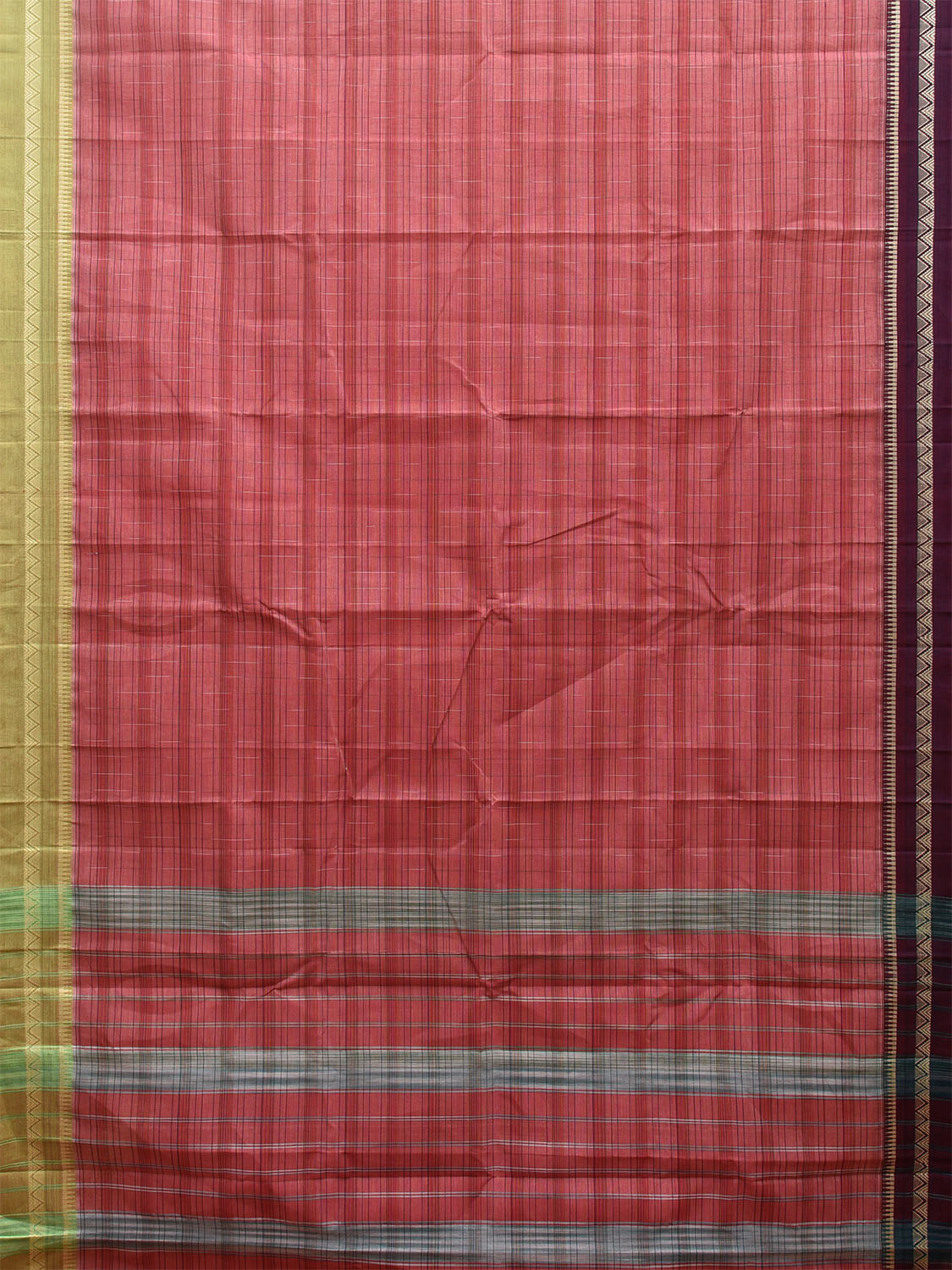 Peach Narayanpet Cotton Handloom Saree with Ganga-Jamuna Border Design No Blouse np0977