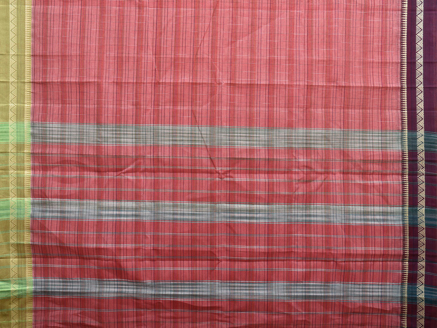 Peach Narayanpet Cotton Handloom Saree with Ganga-Jamuna Border Design No Blouse np0977