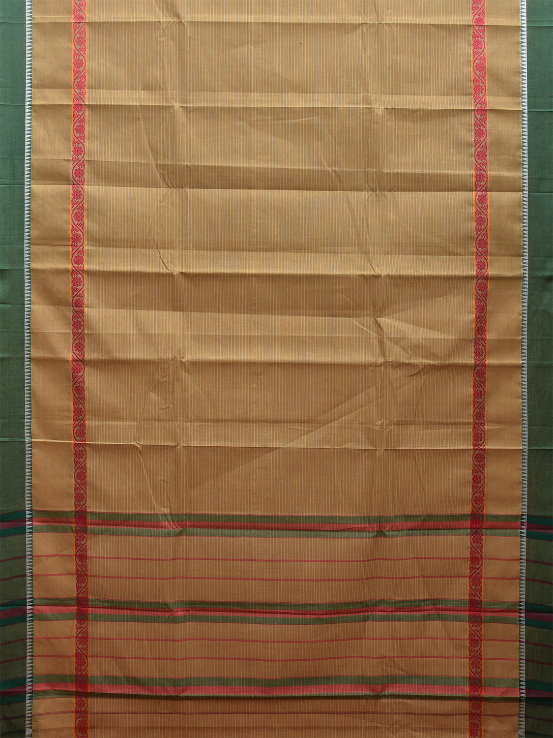 Olive and Green Narayanpet Cotton Handloom Saree with Strips Design No Blouse np0978