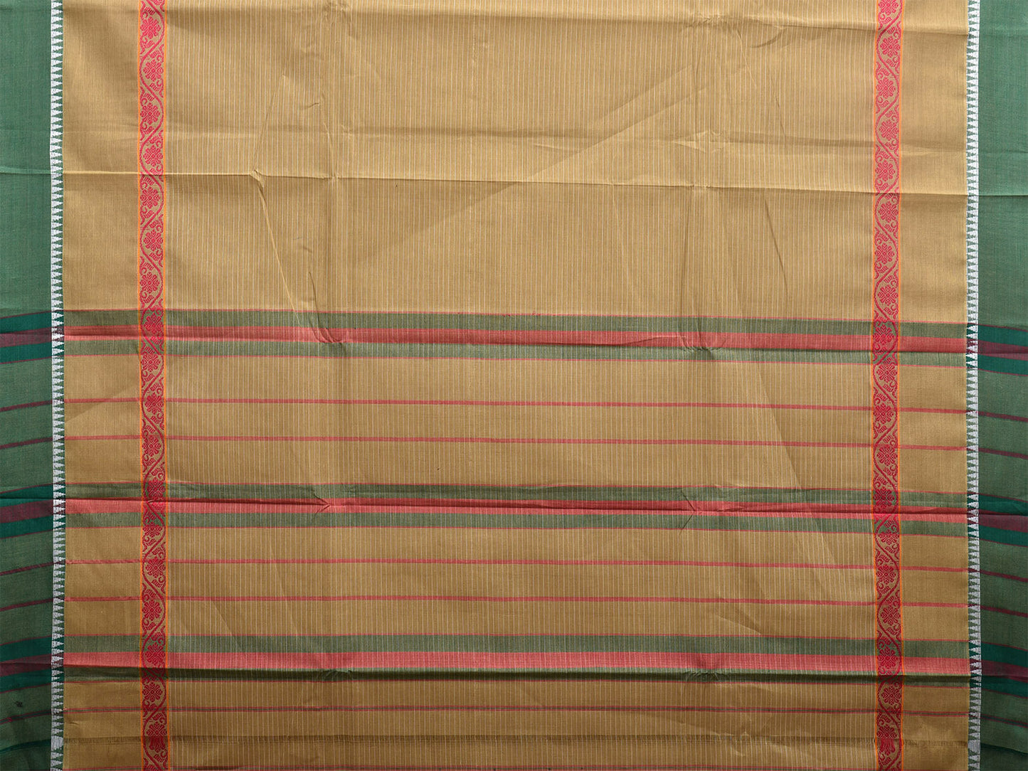 Olive and Green Narayanpet Cotton Handloom Saree with Strips Design No Blouse np0978