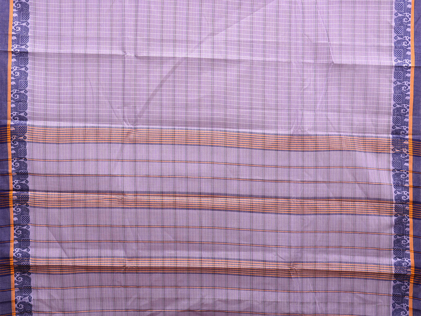 Lavender Narayanpet Cotton Handloom Saree with Elephant Border Design No Blouse np0979