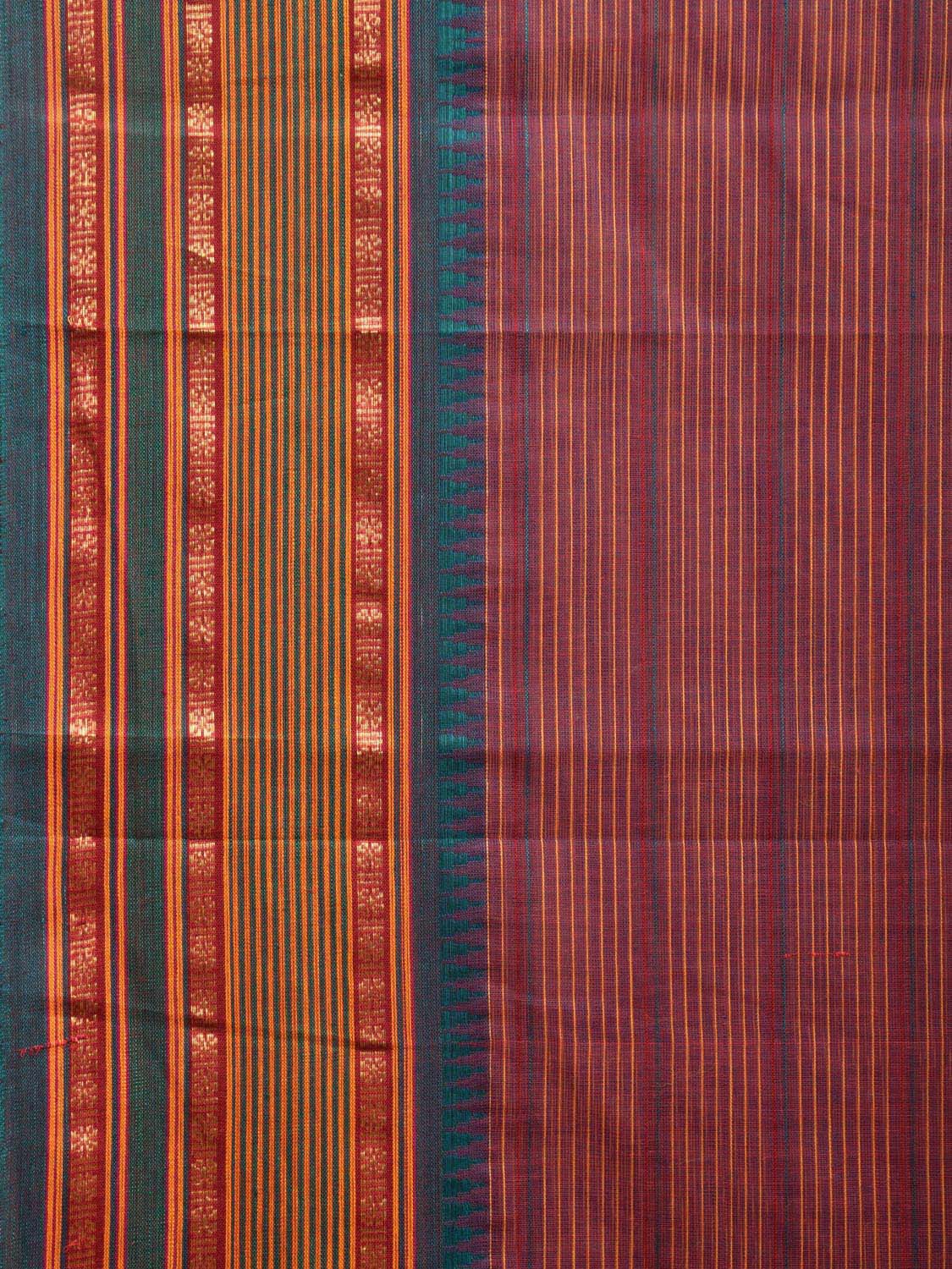 Purple and Teal Narayanpet Cotton Handloom Saree with Strips Design No Blouse np0983