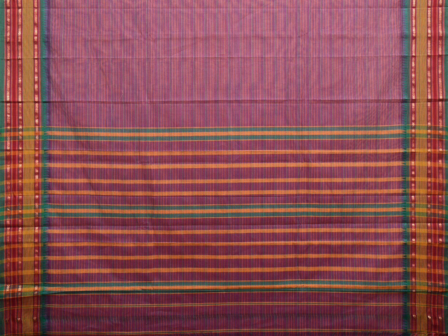 Purple and Teal Narayanpet Cotton Handloom Saree with Strips Design No Blouse np0990