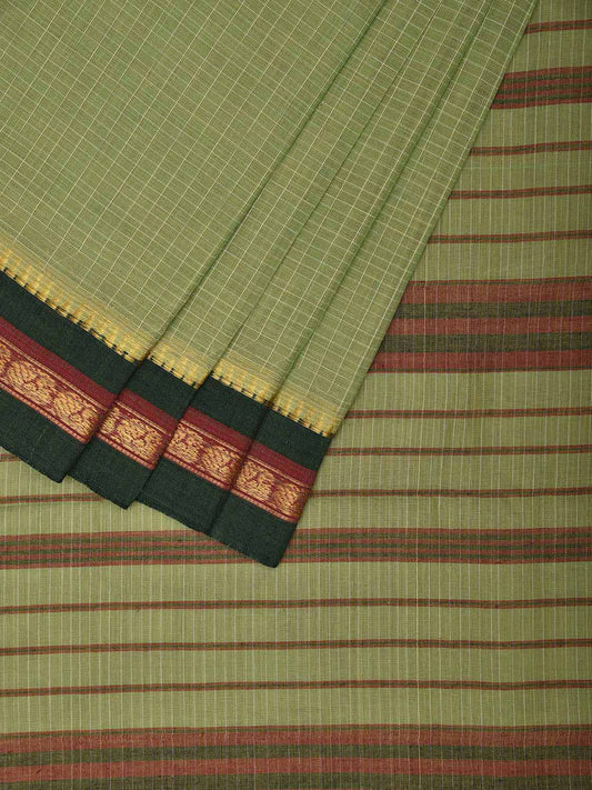 Light Green Narayanpet Cotton Handloom Saree with Checks Design No Blouse np0999