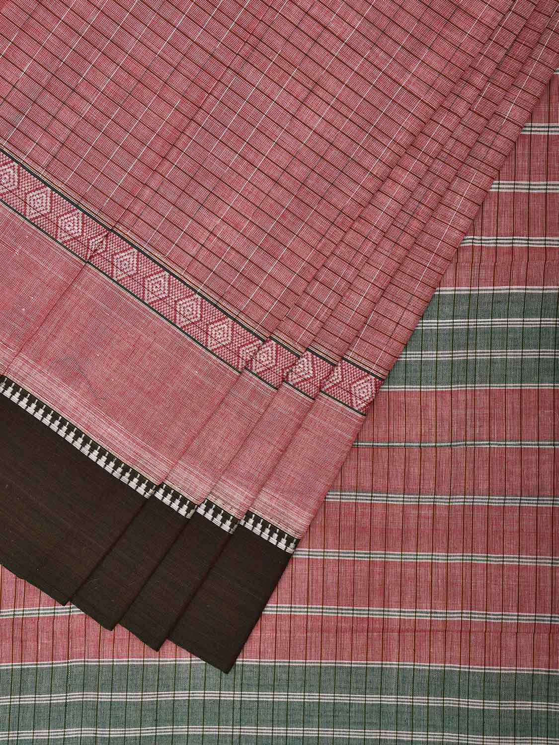 Light Pink Narayanpet Cotton Handloom Saree with Strips Design No Blouse np1001