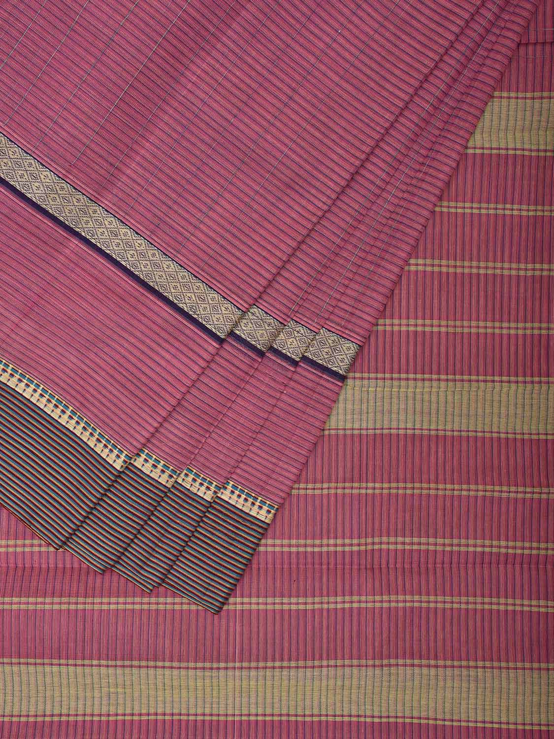Pink Narayanpet Cotton Handloom Saree with Strips Design No Blouse np1004