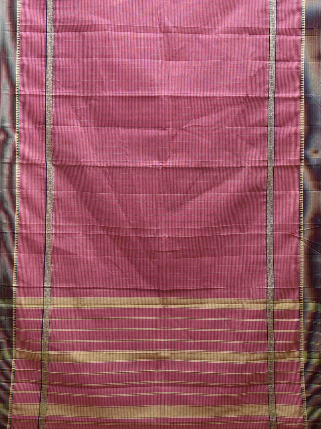 Pink Narayanpet Cotton Handloom Saree with Strips Design No Blouse np1004
