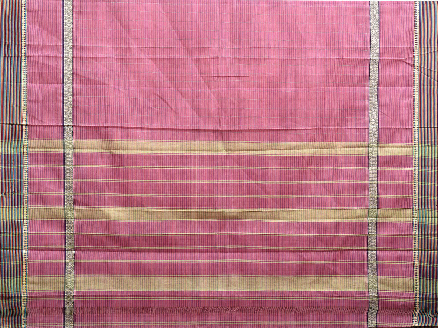 Pink Narayanpet Cotton Handloom Saree with Strips Design No Blouse np1004