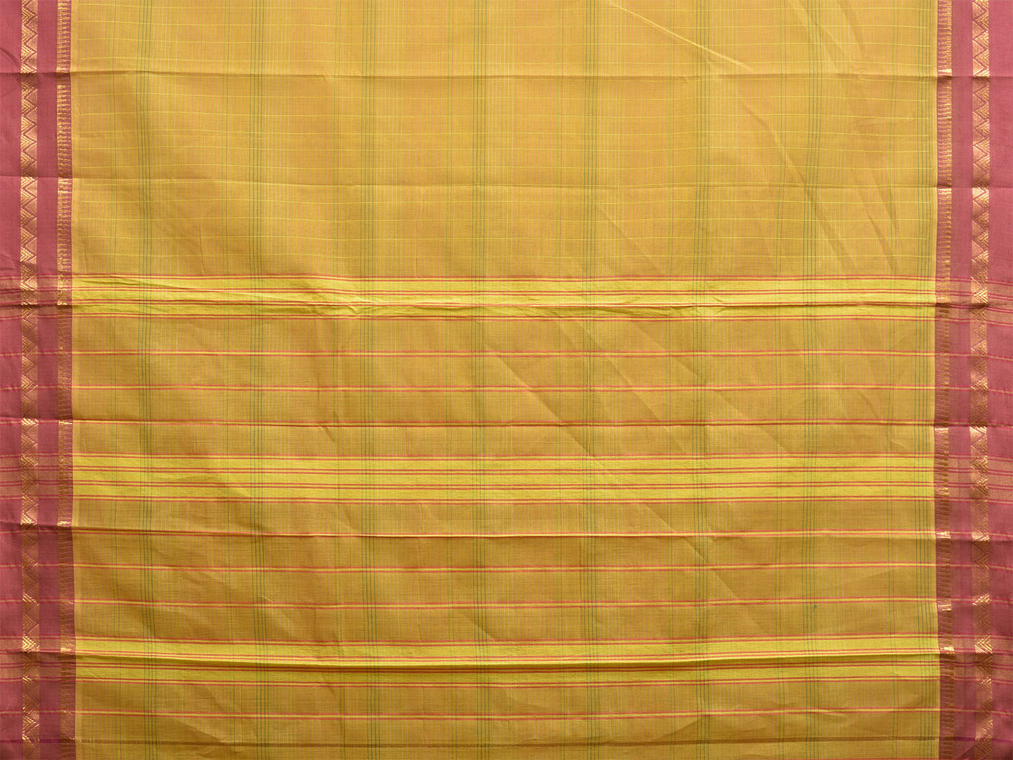 Mustard and Burgundy Narayanpet Cotton Handloom Saree with Strips Design No Blouse np1085