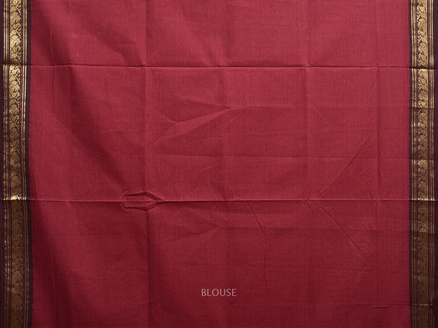 Dark Red Narayanpet Cotton Plain Saree with Hamsa Border and Strips Pallu Design np1087