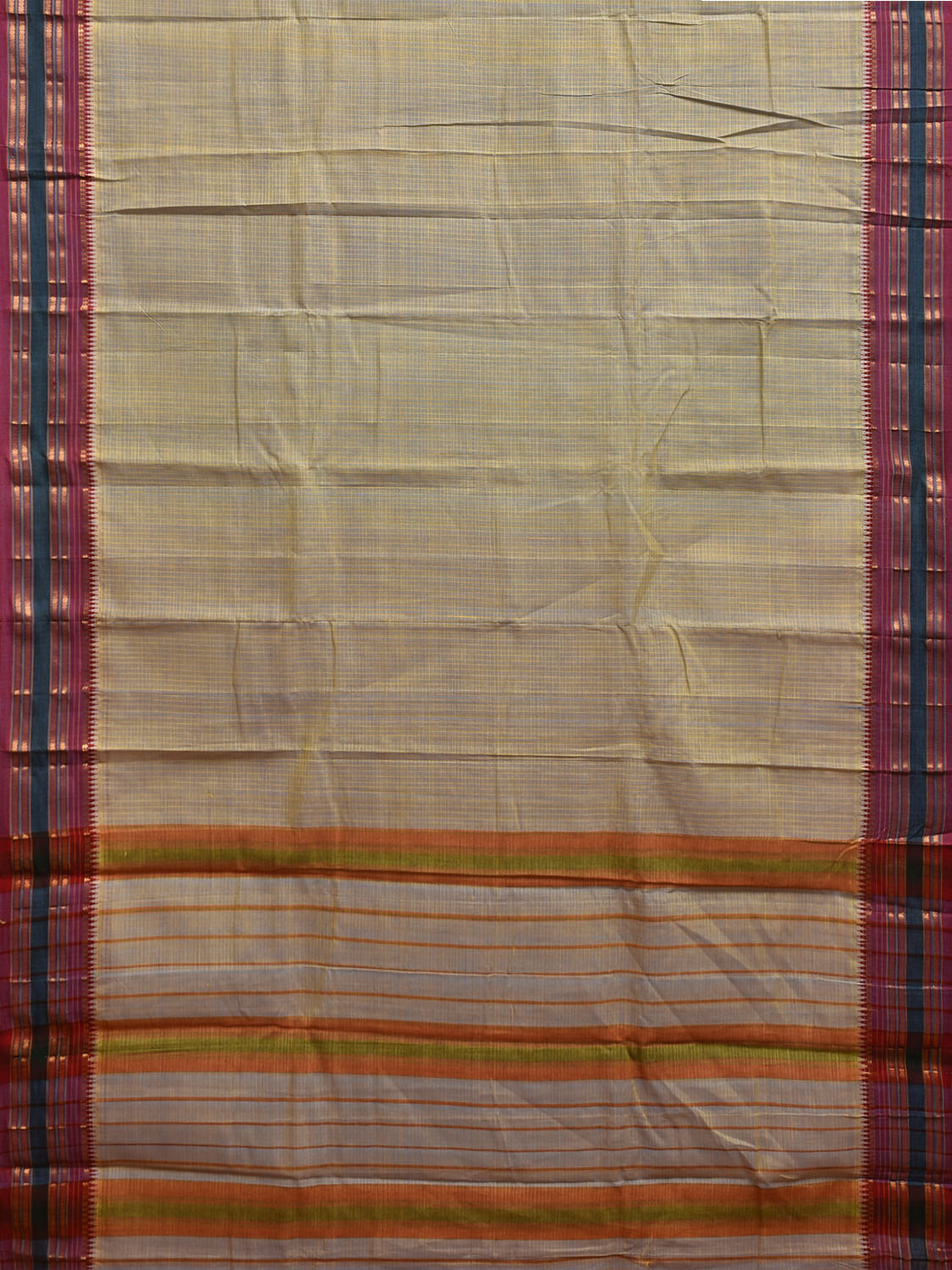 Sea Green and Maroon Narayanpet Cotton Handloom Saree with Checks Design No Blouse np1089