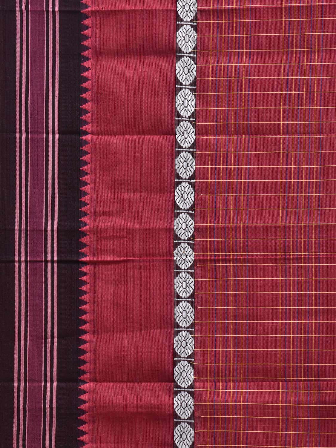 Dark Red and Black Narayanpet Cotton Handloom Saree with Big Border Design No Blouse np1166
