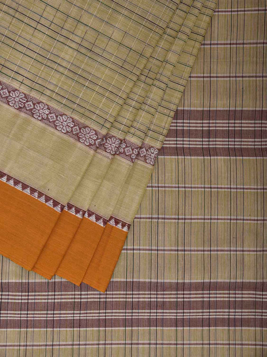 Yellow and Lime Green Narayanpet Cotton Handloom Saree with Big Border Design No Blouse np1167