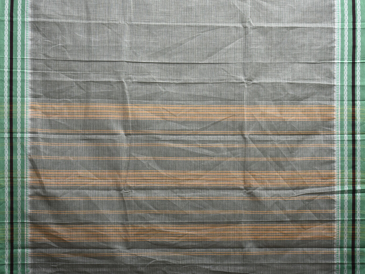 Grey and Light Green Narayanpet Cotton Handloom Saree with Strips Pallu Design No Blouse np1169