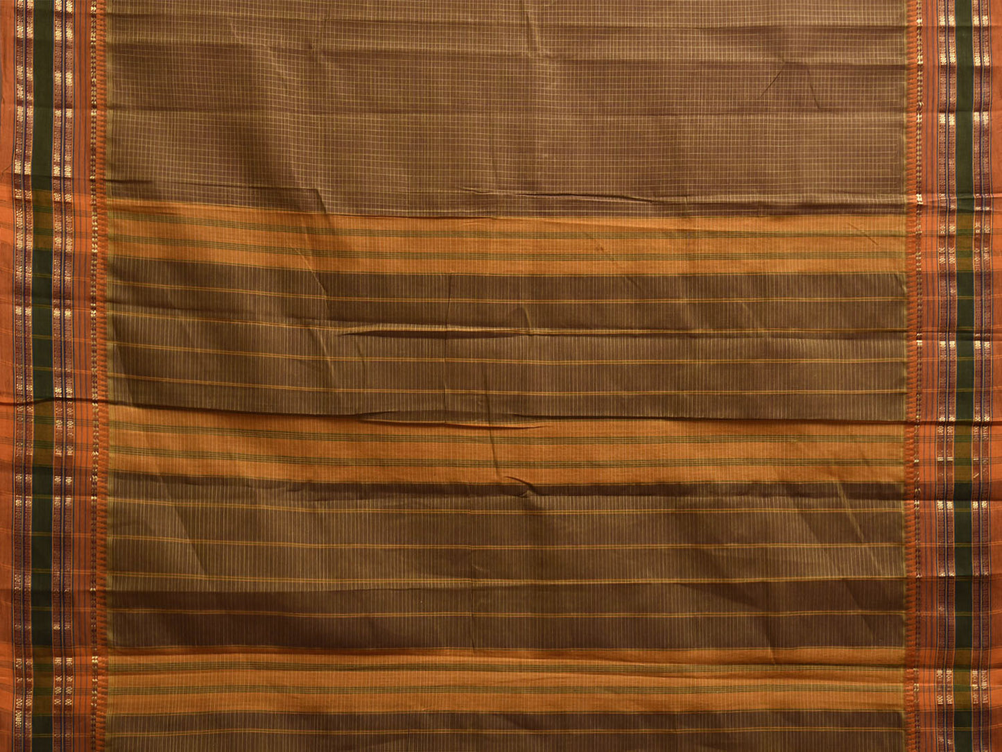 Olive Narayanpet Cotton Saree with Checks Design No Blouse np1182