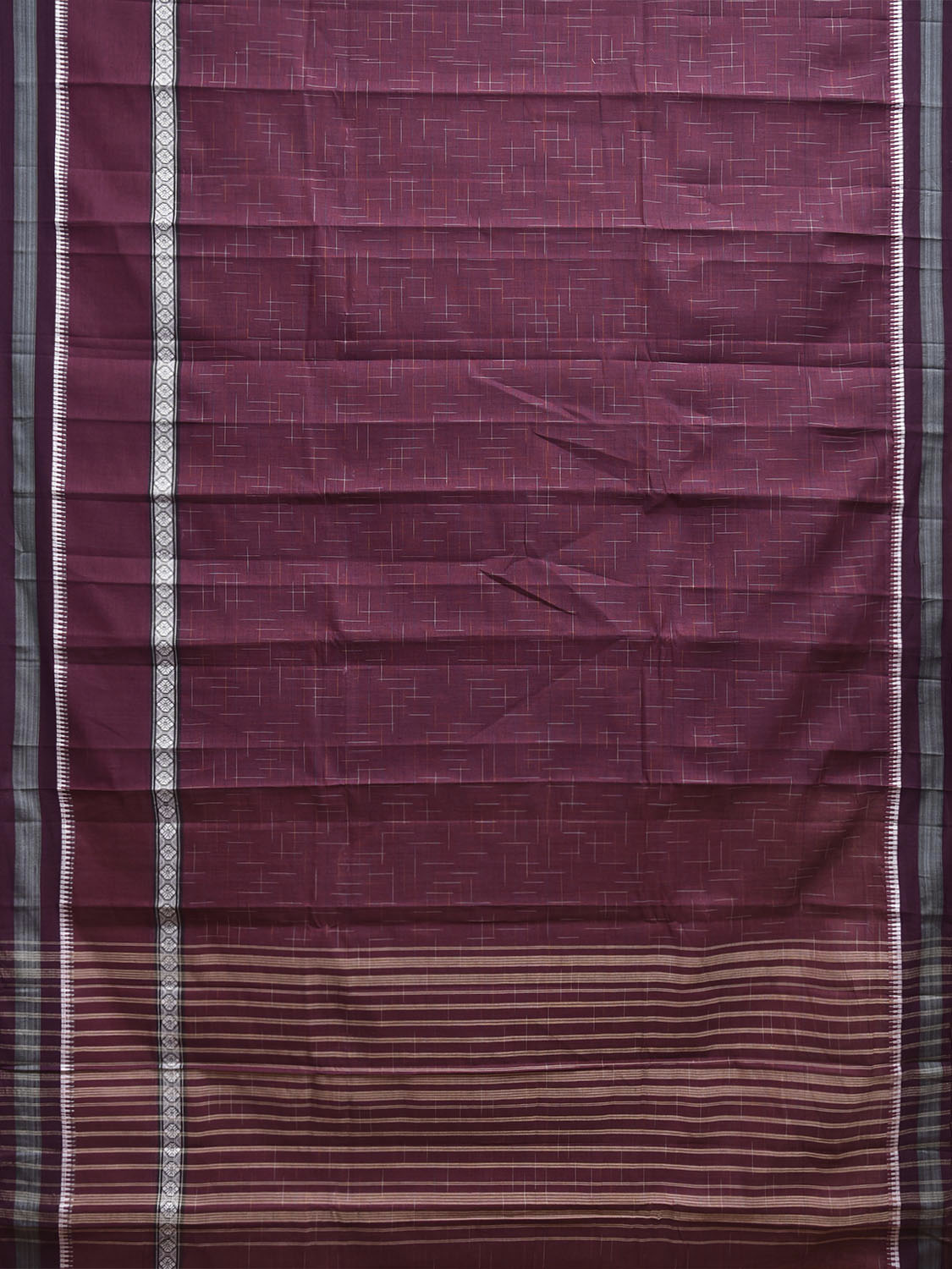 Maroon Narayanpet Cotton Handloom Saree with One Side Big Border Design No Blouse np1185