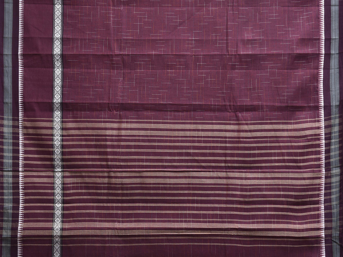 Maroon Narayanpet Cotton Handloom Saree with One Side Big Border Design No Blouse np1185