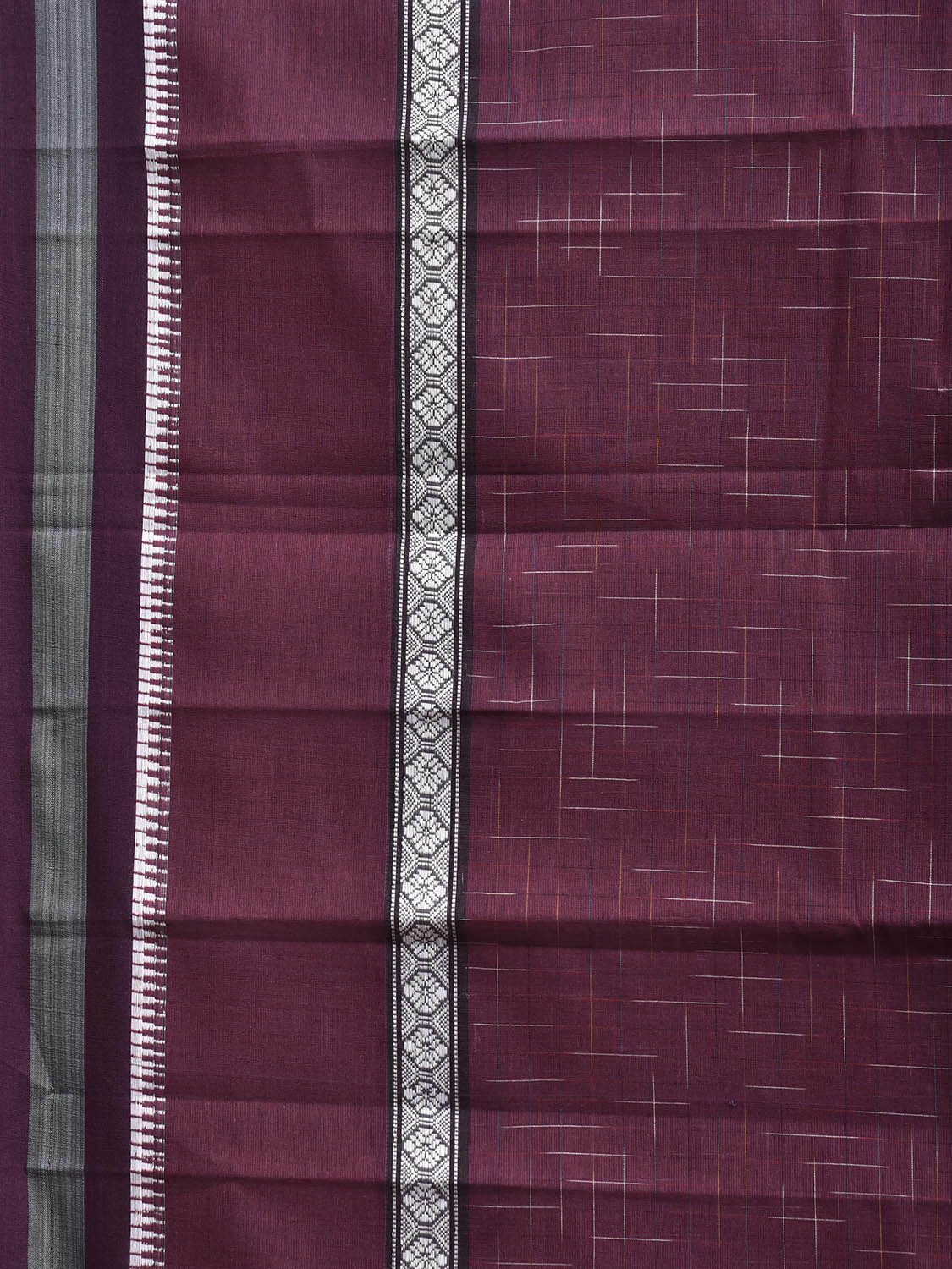 Maroon Narayanpet Cotton Handloom Saree with One Side Big Border Design No Blouse np1185