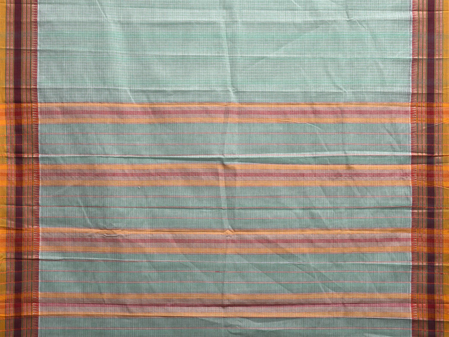 Light Turquoise and Yellow Narayanpet Cotton Handloom Saree with Checks Design No Blouse np1186