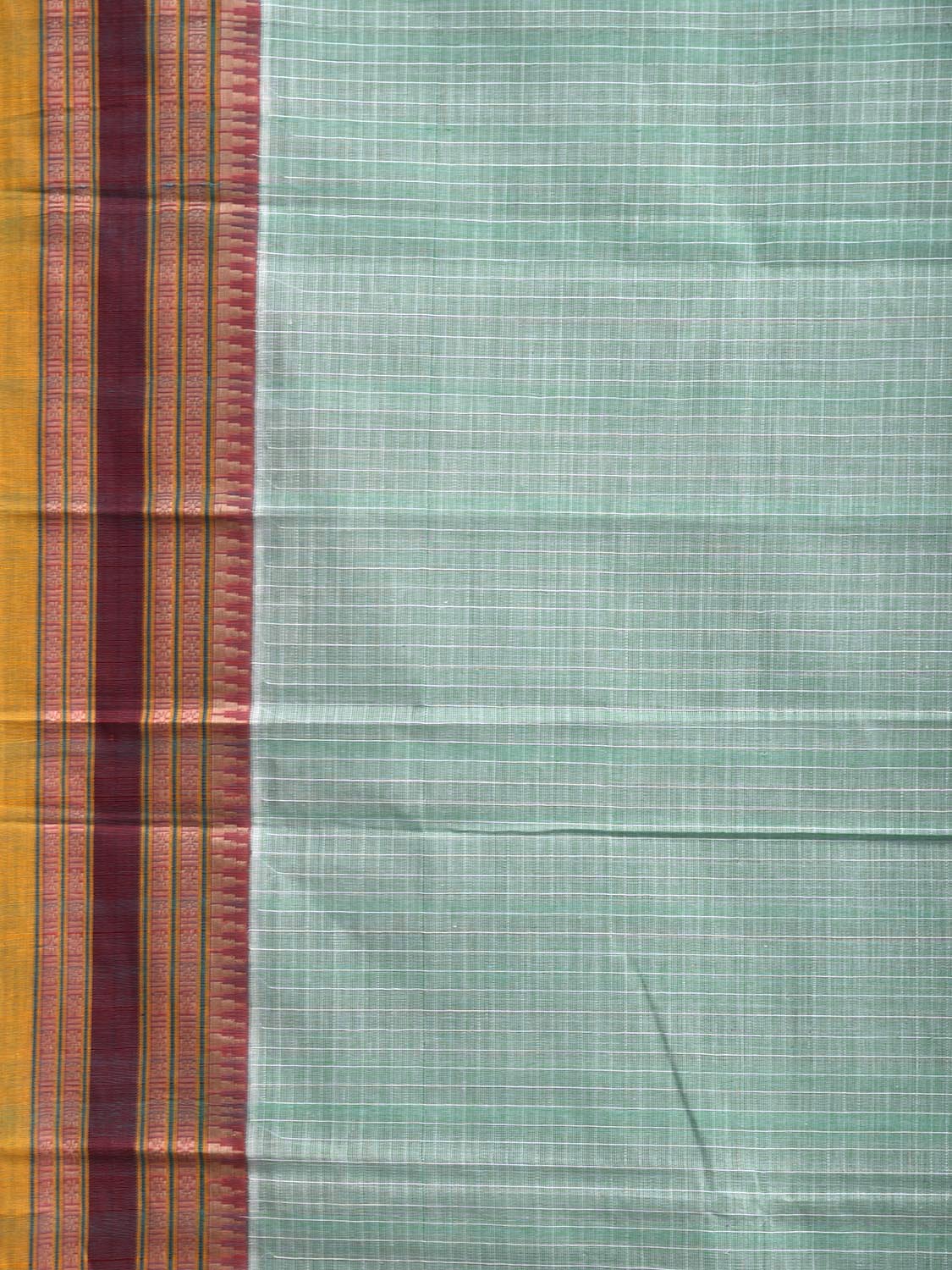 Light Turquoise and Yellow Narayanpet Cotton Handloom Saree with Checks Design No Blouse np1186
