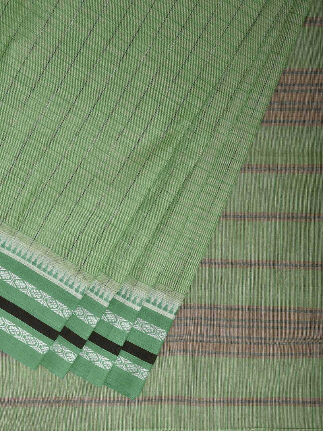 Green and Turquoise Narayanpet Cotton Handloom Saree with Strips Pallu Design No Blouse np1187