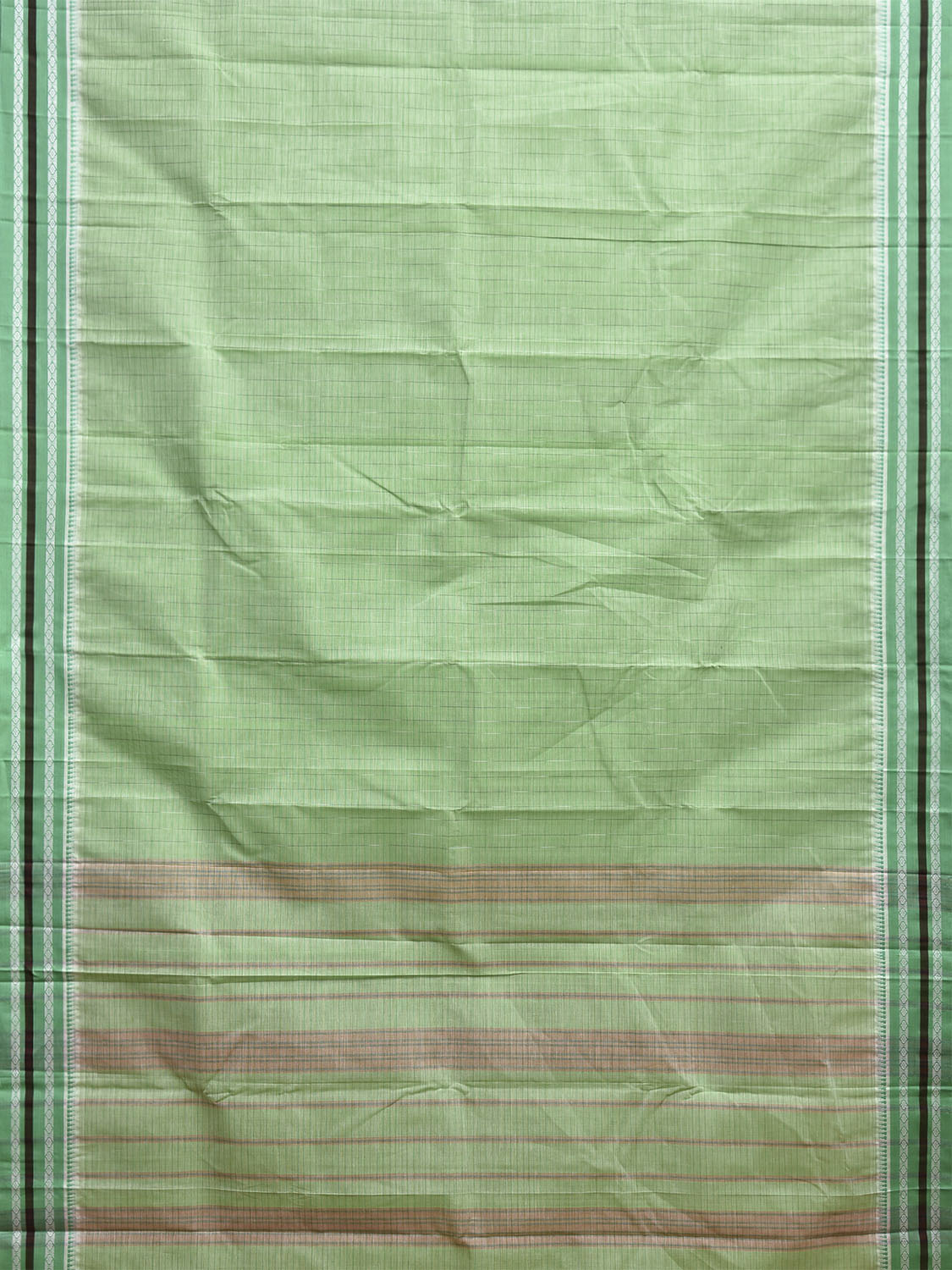 Green and Turquoise Narayanpet Cotton Handloom Saree with Strips Pallu Design No Blouse np1187