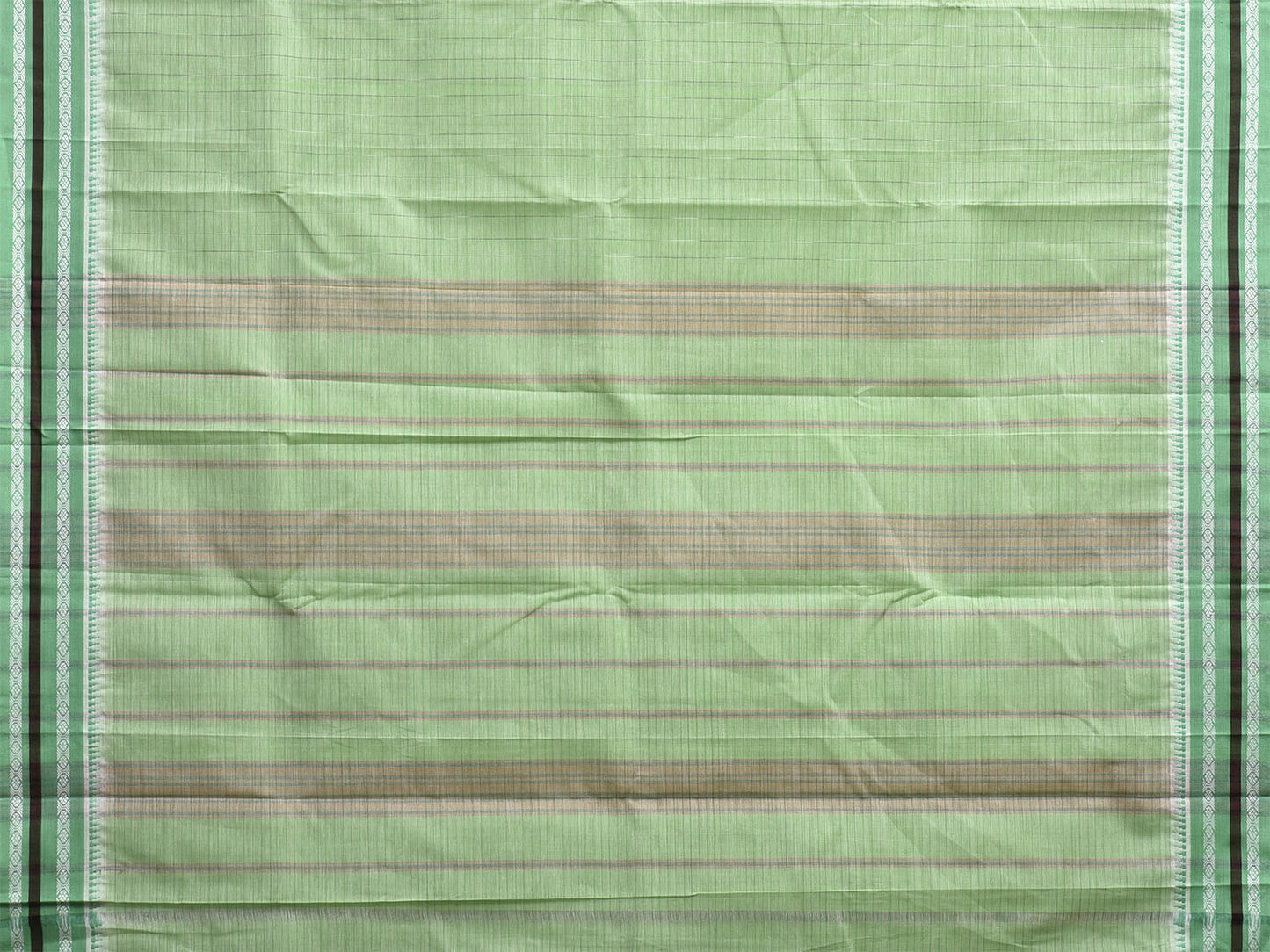 Green and Turquoise Narayanpet Cotton Handloom Saree with Strips Pallu Design No Blouse np1187