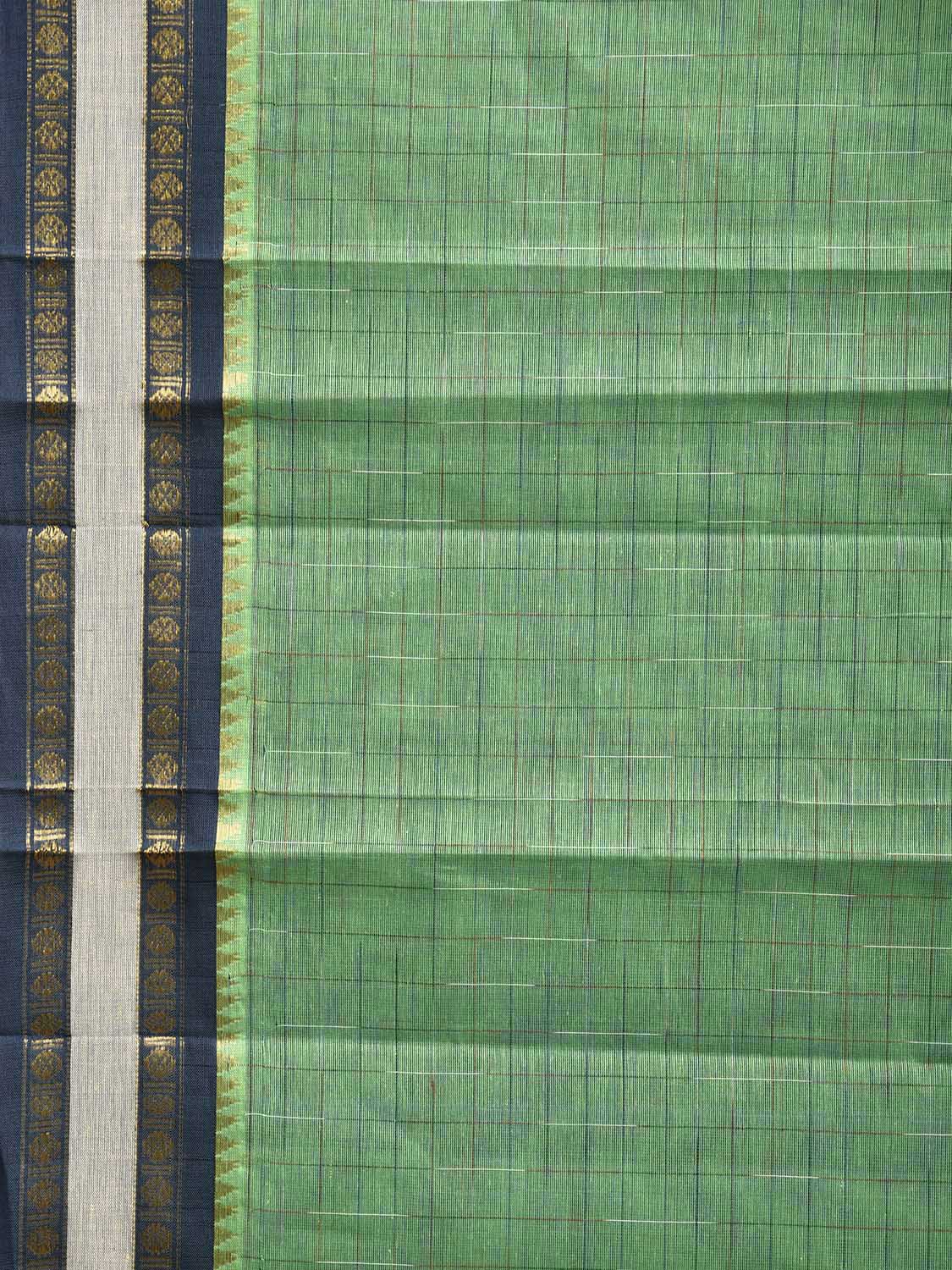 Light Green and Dark Blue Narayanpet Cotton Handloom Saree with Strips Pallu Design No Blouse np1193