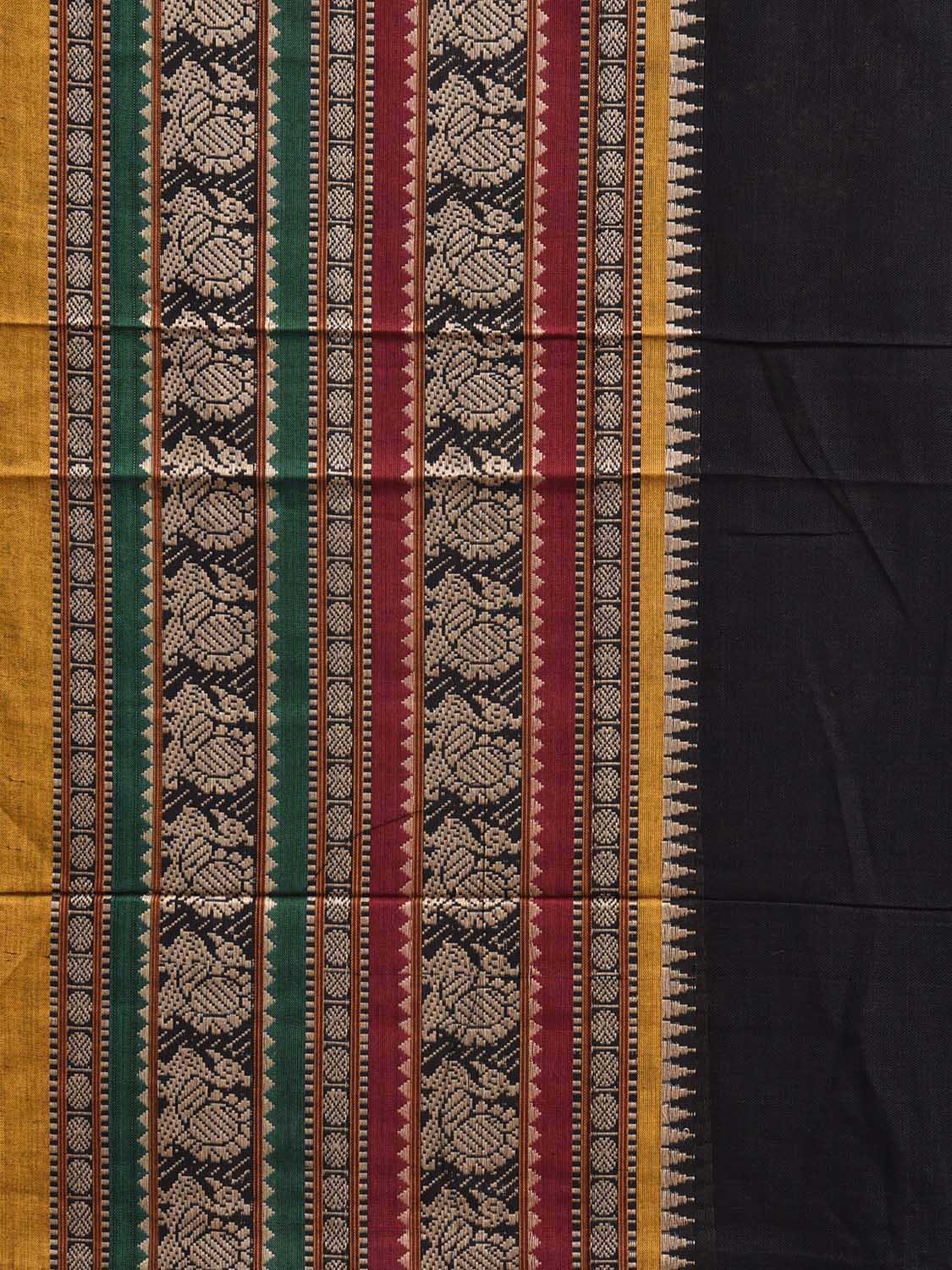 Black and Yellow Narayanpet Cotton Plain Saree with Kanchi Border Design No Blouse np1204