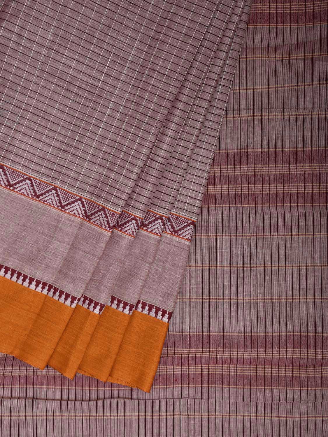 Light Red and Yellow Narayanpet Cotton Saree with Strips and Big Border Design No Blouse np1209