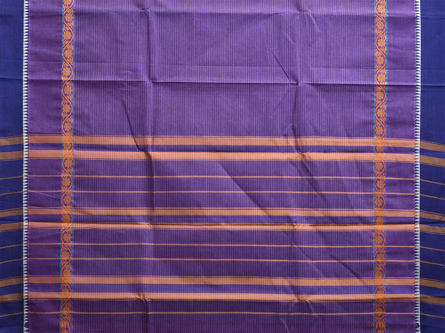 Purple and Dark Blue Narayanpet Cotton Saree with Strips and Big Border Design No Blouse np1210