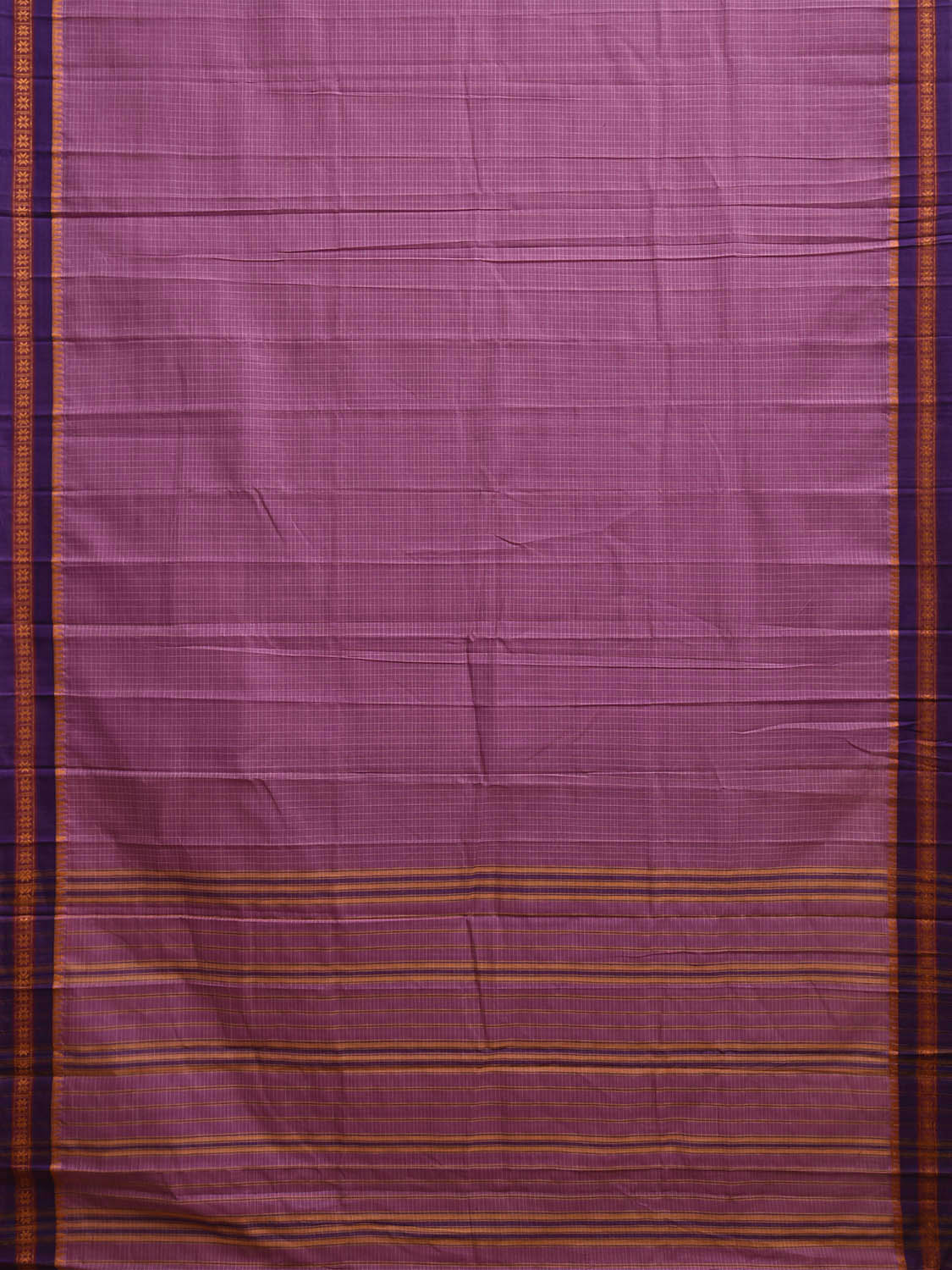 Pink and Dark Blue Narayanpet Cotton Saree with Checks Design No Blouse np1213