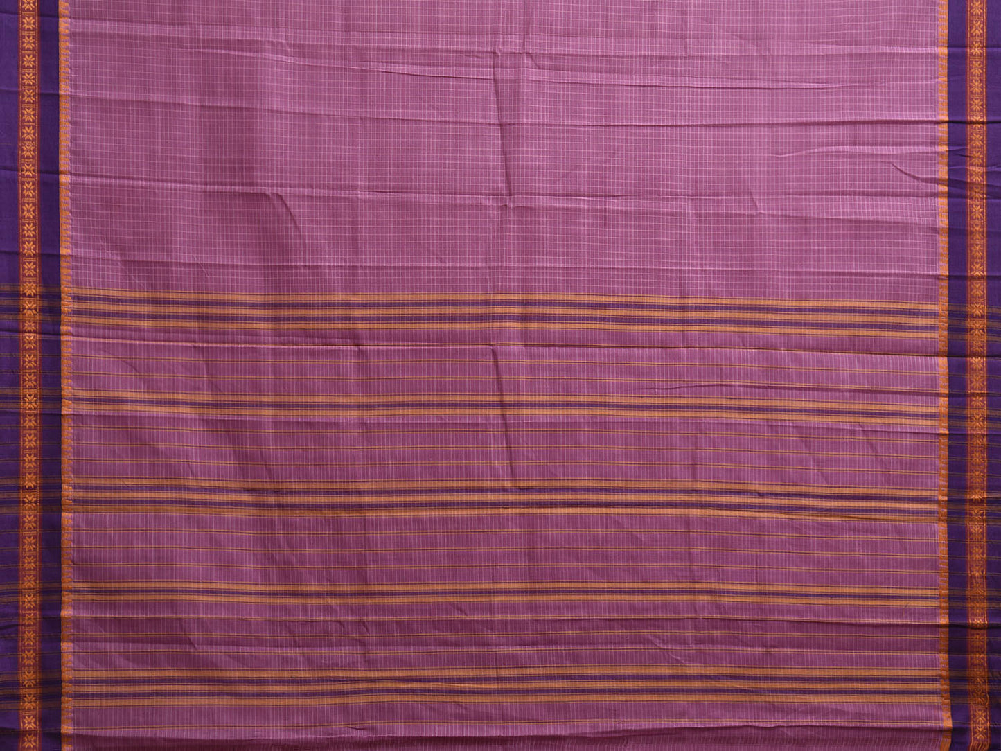 Pink and Dark Blue Narayanpet Cotton Saree with Checks Design No Blouse np1213