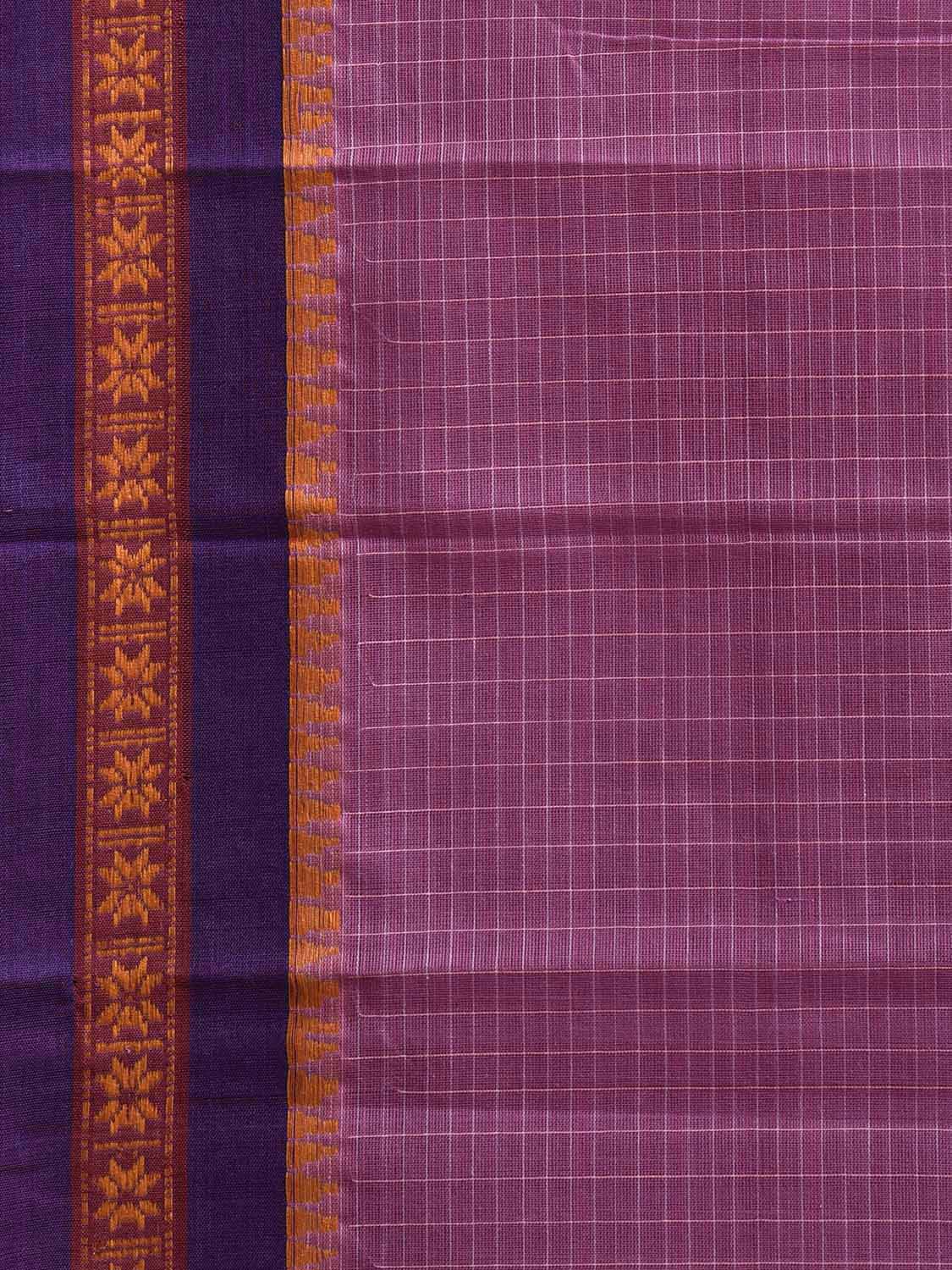 Pink and Dark Blue Narayanpet Cotton Saree with Checks Design No Blouse np1213