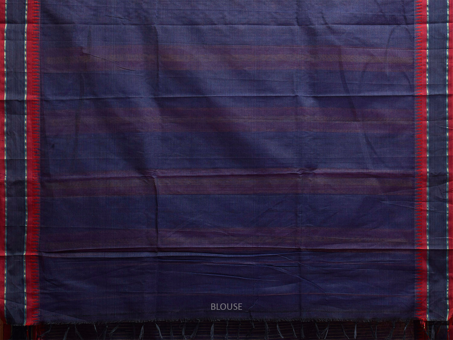 Blue and Red Narayanpet Cotton Saree with Strips Body and Pallu Design np1219