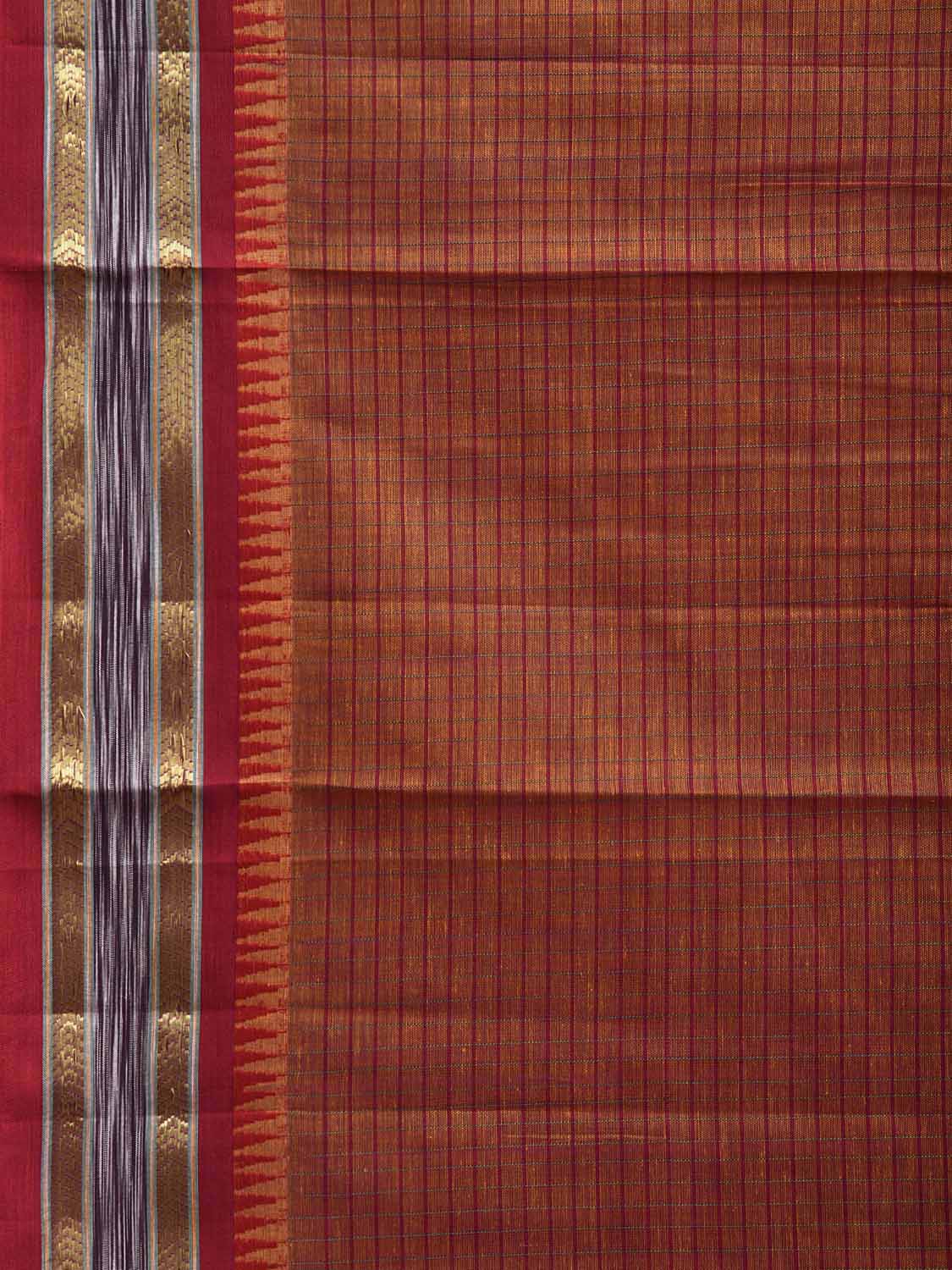 Rust and Red Narayanpet Cotton Saree with Strips Body and Pallu Design np1220