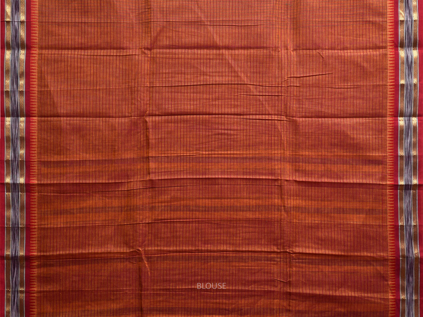 Rust and Red Narayanpet Cotton Saree with Strips Body and Pallu Design np1220