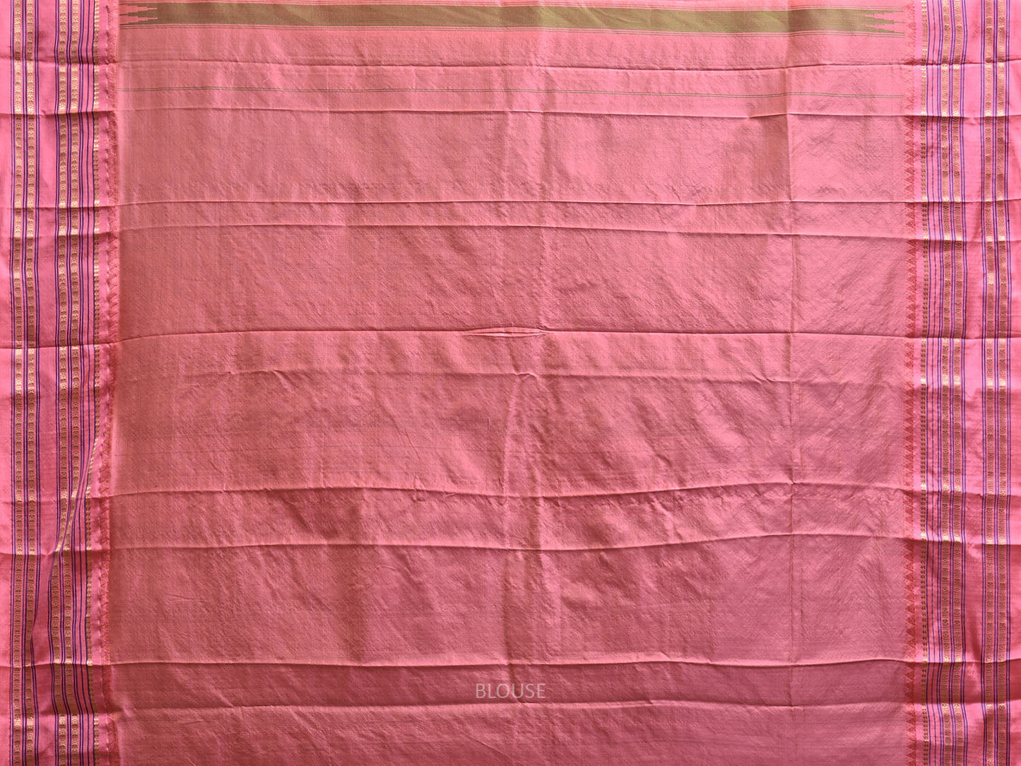 Green and Peach Narayanpet Silk Saree with Checks Design np1222