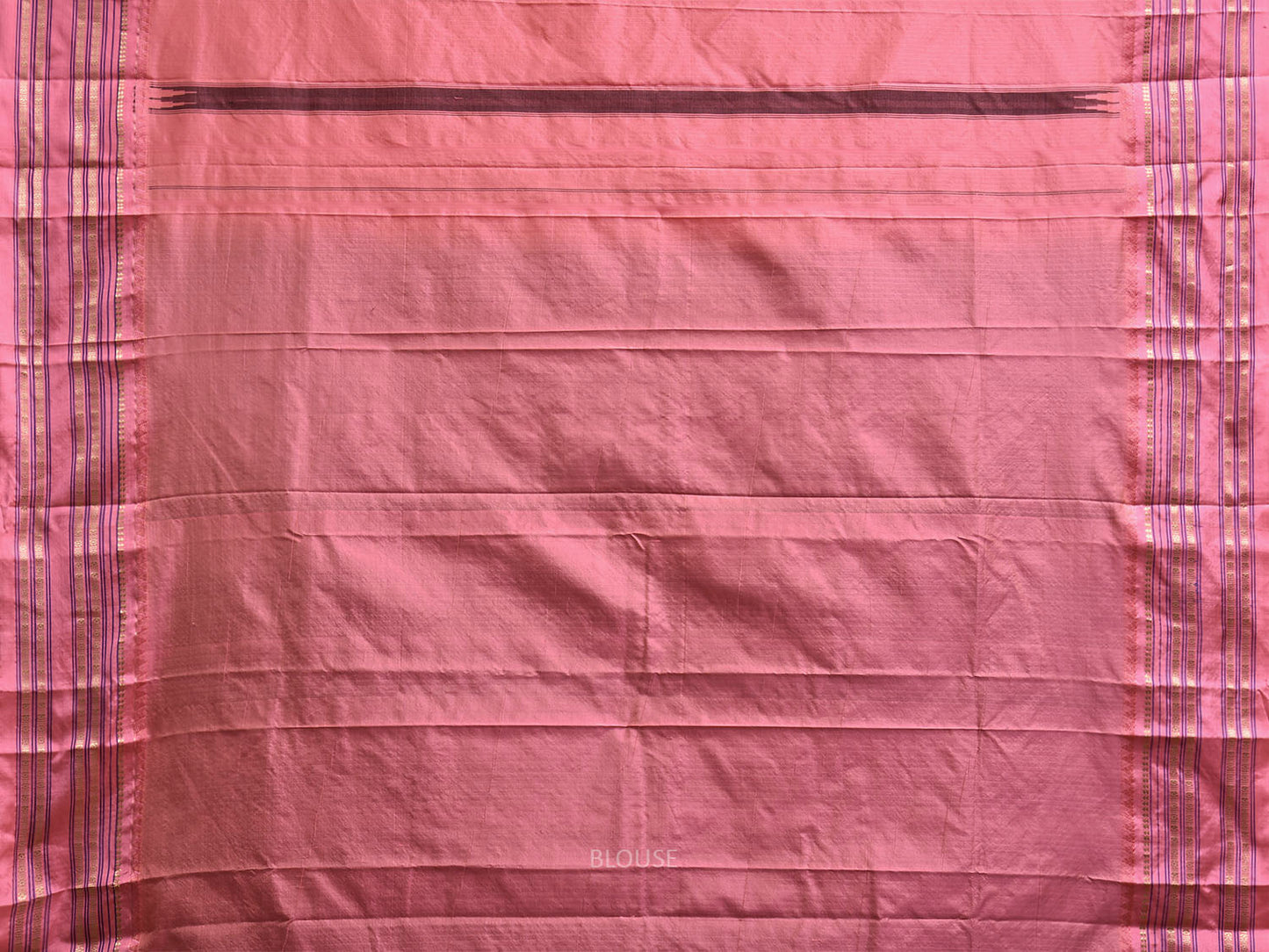 Black and Peach Narayanpet Silk Saree with Checks Design np1226