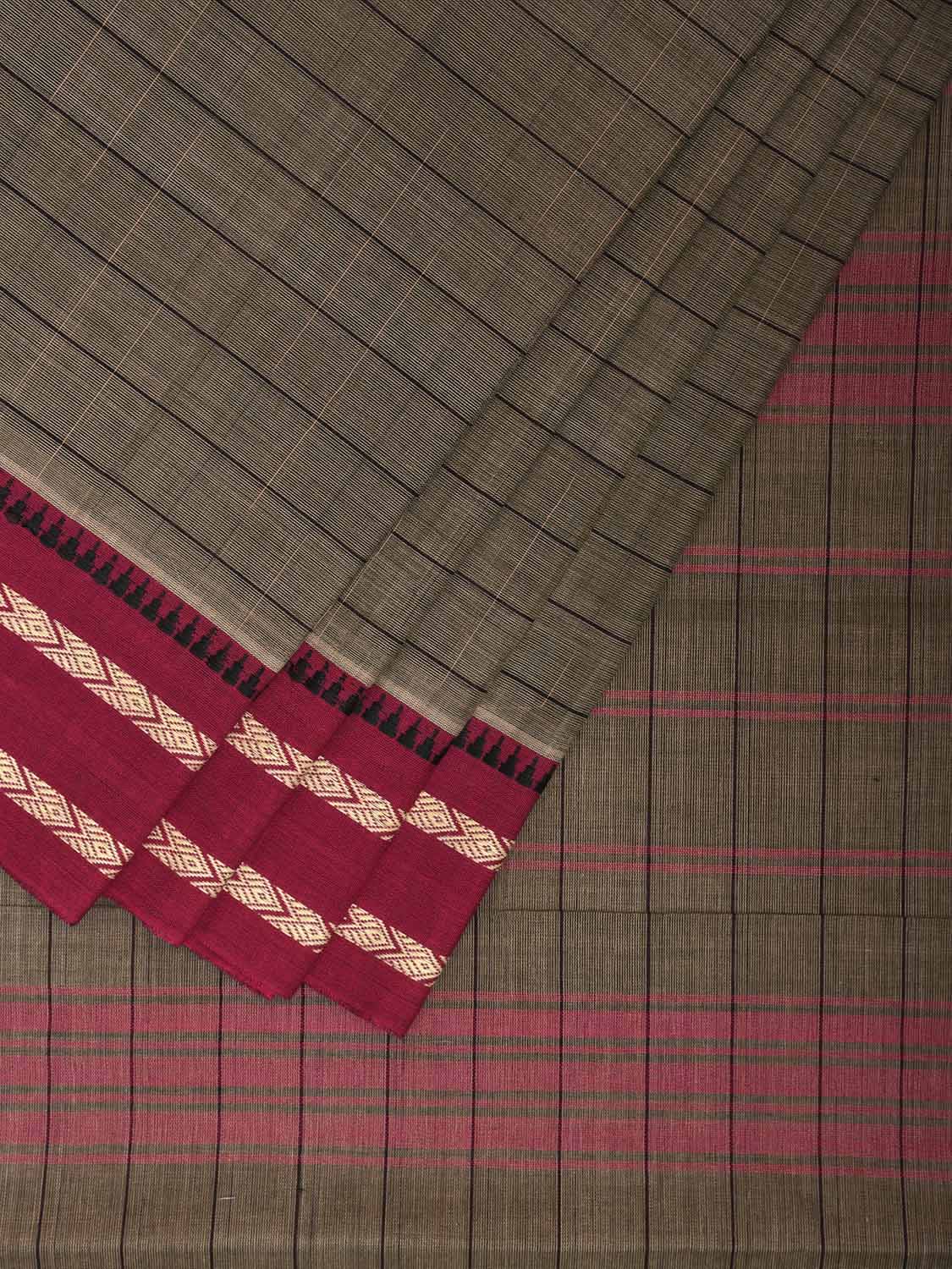 Light Green and Pink Narayanpet Cotton Saree with Strips Body and Pallu Design No Blouse np1231