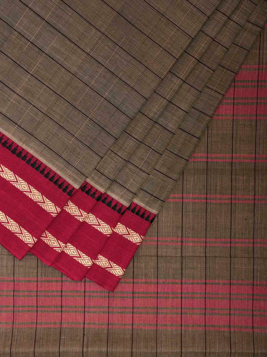 Light Green and Pink Narayanpet Cotton Saree with Strips Body and Pallu Design No Blouse np1231