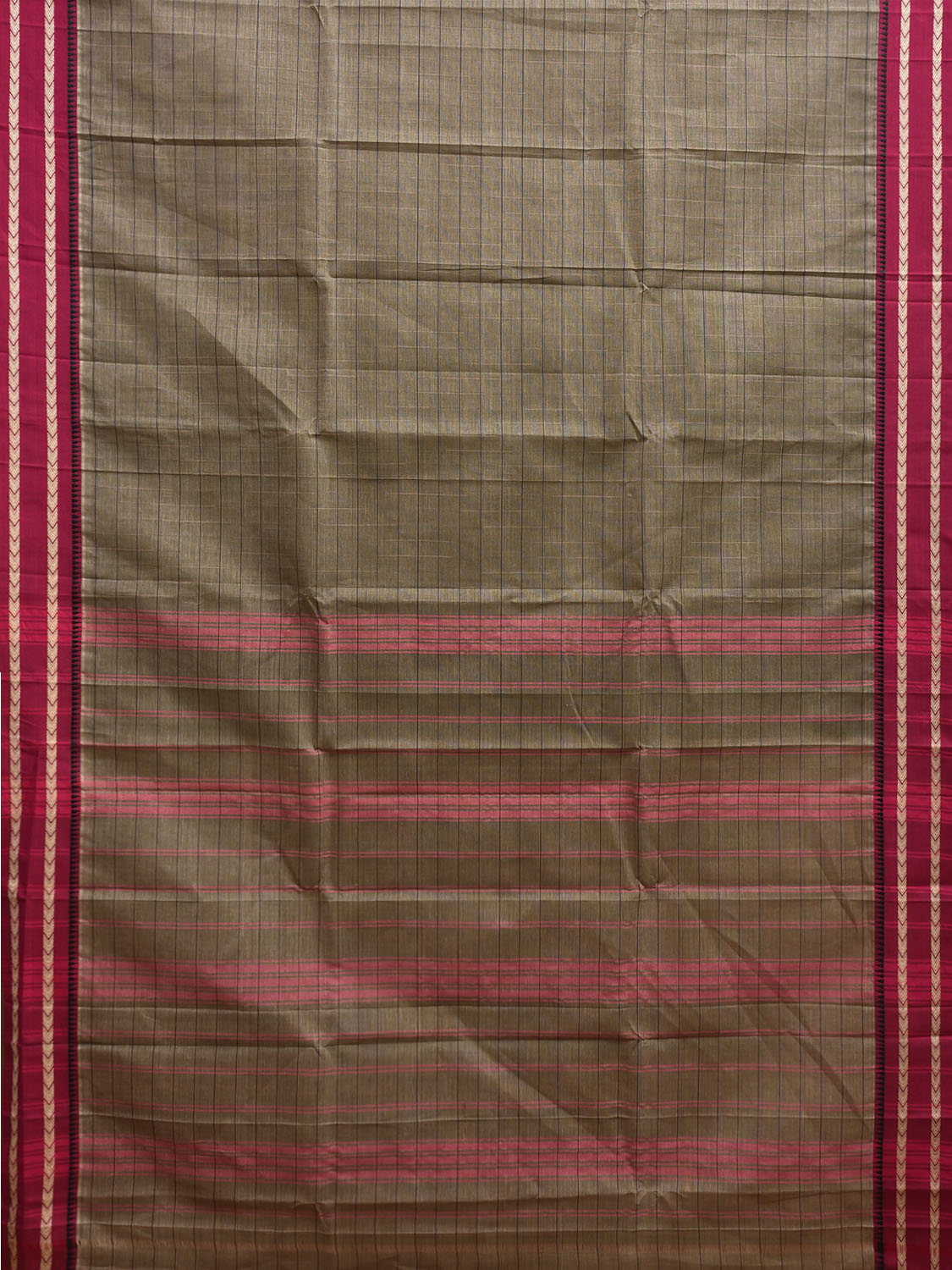 Light Green and Pink Narayanpet Cotton Saree with Strips Body and Pallu Design No Blouse np1231