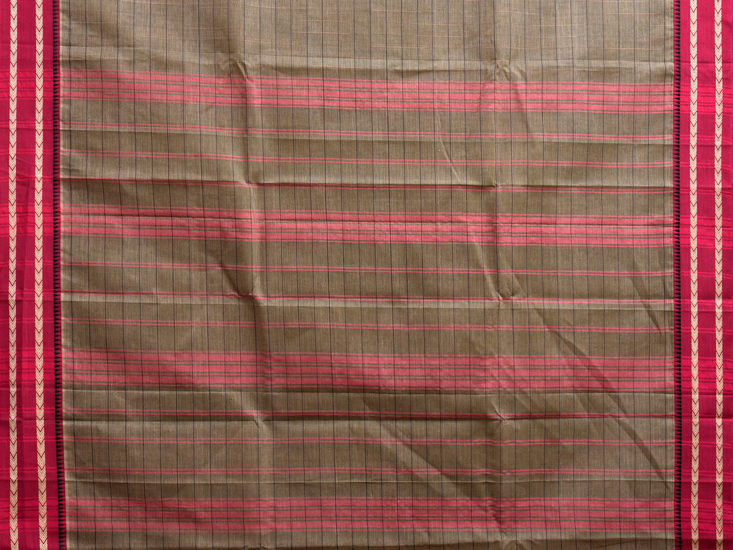 Light Green and Pink Narayanpet Cotton Saree with Strips Body and Pallu Design No Blouse np1231