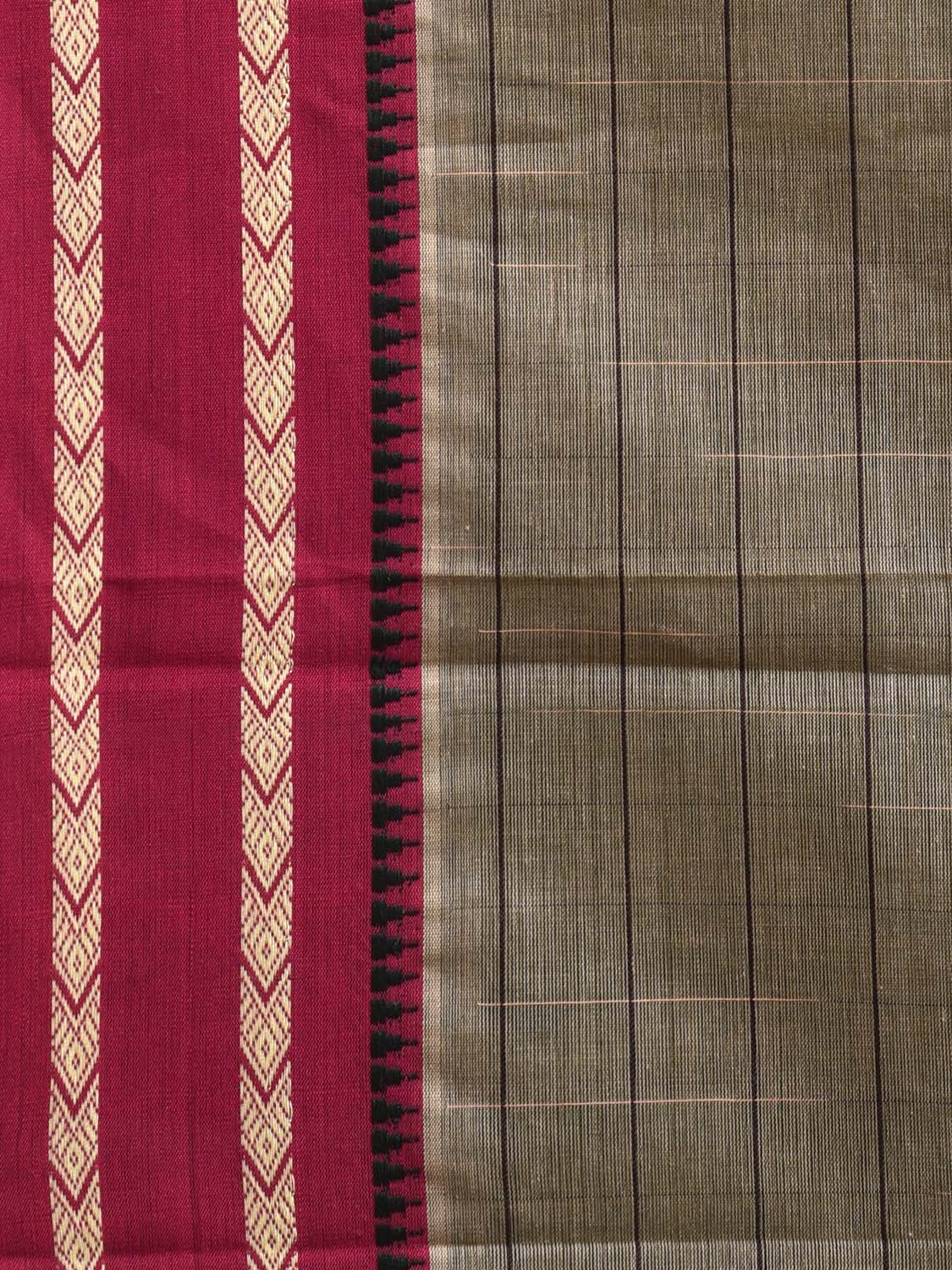 Light Green and Pink Narayanpet Cotton Saree with Strips Body and Pallu Design No Blouse np1231