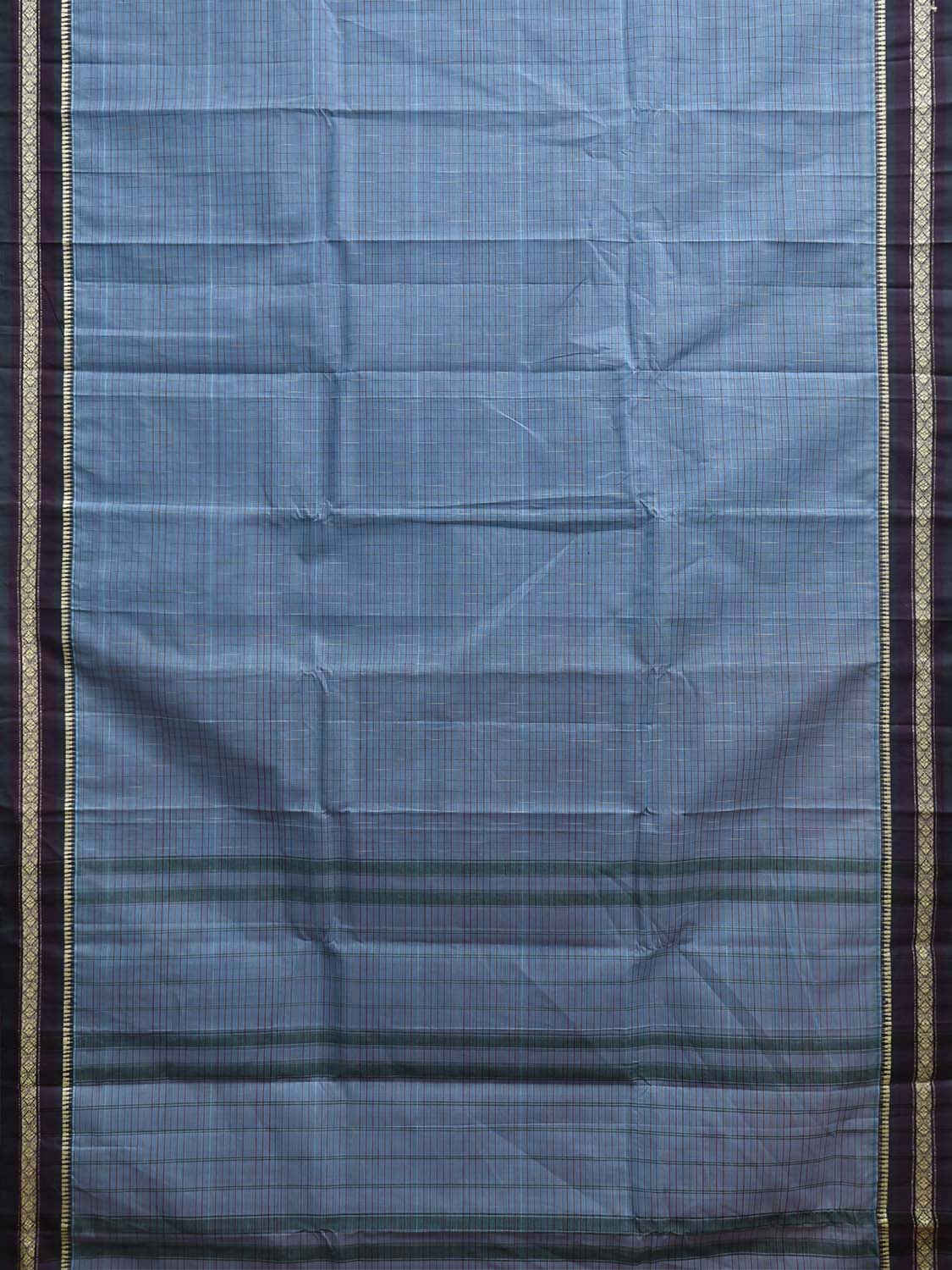 Blue and Black Narayanpet Cotton Saree with Strips Body and Pallu Design No Blouse np1234